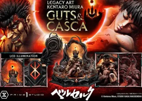 Berserk Estatua Legacy Art Kentaro Miura 1/4 Guts & Casca 72 cm