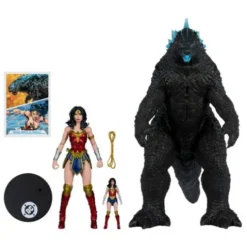 DC Justice League Monsterverse DC Multiverse Pack de 2 Figuras Wonder Woman Vs. Atomic Blast Godzilla 18 cm