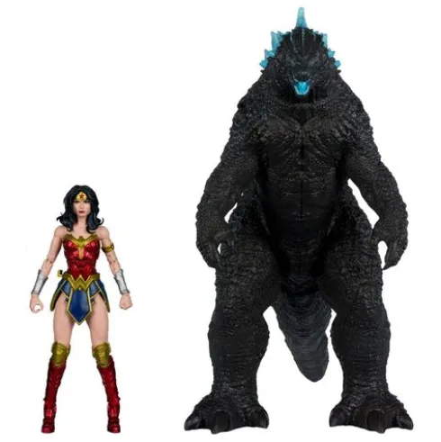 DC Justice League Monsterverse DC Multiverse Pack de 2 Figuras Wonder Woman Vs. Atomic Blast Godzilla 18 cm