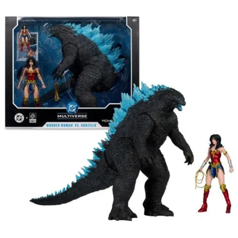 DC Justice League Monsterverse DC Multiverse Pack de 2 Figuras Wonder Woman Vs. Atomic Blast Godzilla 18 cm