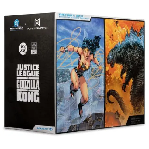 DC Justice League Monsterverse DC Multiverse Pack de 2 Figuras Wonder Woman Vs. Atomic Blast Godzilla 18 cm