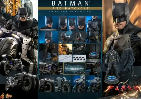 Hot Toys The Flash Figura Masterpiece 1/6 Batman & Batcycle