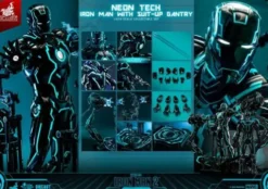 Iron Man 2 Figura 1/6 Neon Tech Iron Man with Suit-Up Gantry 32 cm