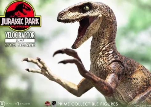 Jurassic Park Estatua Prime Collectibles 1/10 Velociraptor Jump 21 cm