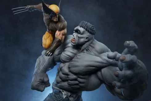 Marvel Estatua Premium Format Grey Hulk vs Wolverine