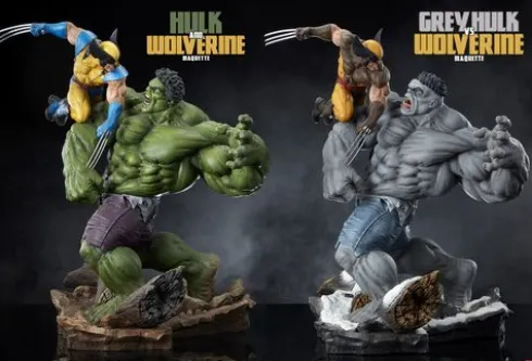 Marvel Estatua Premium Format Grey Hulk vs Wolverine