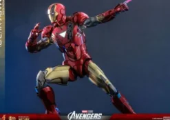 Marvel Los Vengadores Figura Movie Masterpiece Diecast 1/6 Iron Man Mark VI (2.0) with Suit-Up Gantry 32 cm