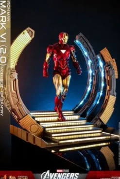 Marvel Los Vengadores Figura Movie Masterpiece Diecast 1/6 Iron Man Mark VI (2.0) with Suit-Up Gantry 32 cm