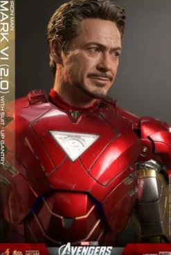 Marvel Los Vengadores Figura Movie Masterpiece Diecast 1/6 Iron Man Mark VI (2.0) with Suit-Up Gantry 32 cm