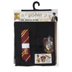 Pack Disfraz Túnica Mago Gryffindor con corbata y 5 tatuajes Harry Potter