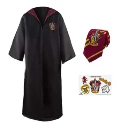 Pack Disfraz Túnica Mago Gryffindor con corbata y 5 tatuajes Harry Potter