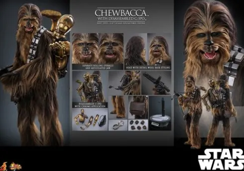 Star Wars: El Imperio Contraataca Figura Movie Masterpiece 1/6 Chewbacca con C-3PO desmontado