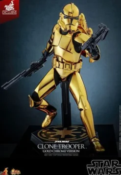 Star Wars Figura 1/6 Clone Trooper (Gold Chrome Version) Exclusive 30 cm