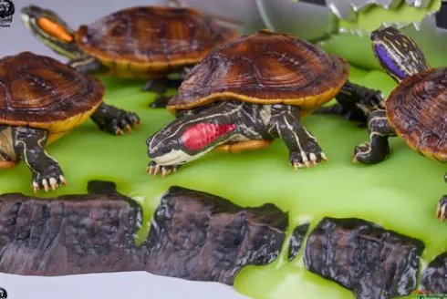 Tortugas Ninja Diorama Statuette Origins Edición Deluxe 13 cm