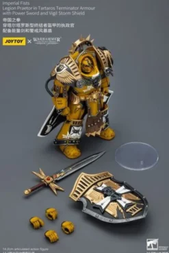 Warhammer Imperial Fists Figura Legion Praetor in Tartaros Terminator Armourwith Power Sword and Vigil Storm Shield 14 cm