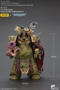 Warhammer 40k Figura 1/18 Death Guard Deathshroud Terminator 2 with Manreaper and Plaguespurter Gauntlet 14 cm