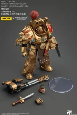 Warhammer The Horus Heresy Figura 1/18 Legio Custodes Aquilon Terminator Squad Aquilon with Infernus Firepike 14 cm