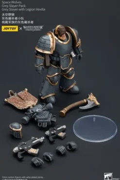 Warhammer The Horus Heresy Figura 1/18 Space Wolves Grey Slayer Pack Grey Slayer With Legion Vexilla 12 cm