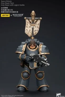 Warhammer The Horus Heresy Figura 1/18 Space Wolves Grey Slayer Pack Grey Slayer With Legion Vexilla 12 cm